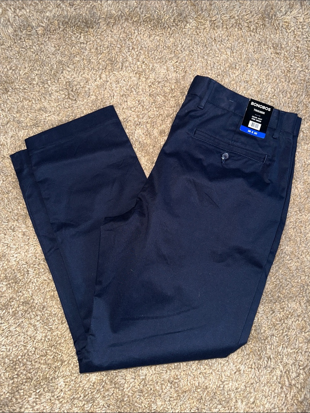 NWT Bonobos Navy Blue Trousers (36x30)
